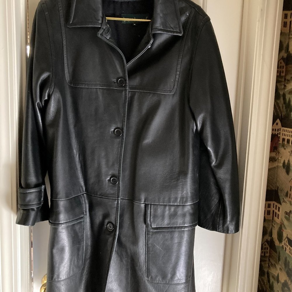 Harve Benard Lamb Leather 3/4 Length Coat
